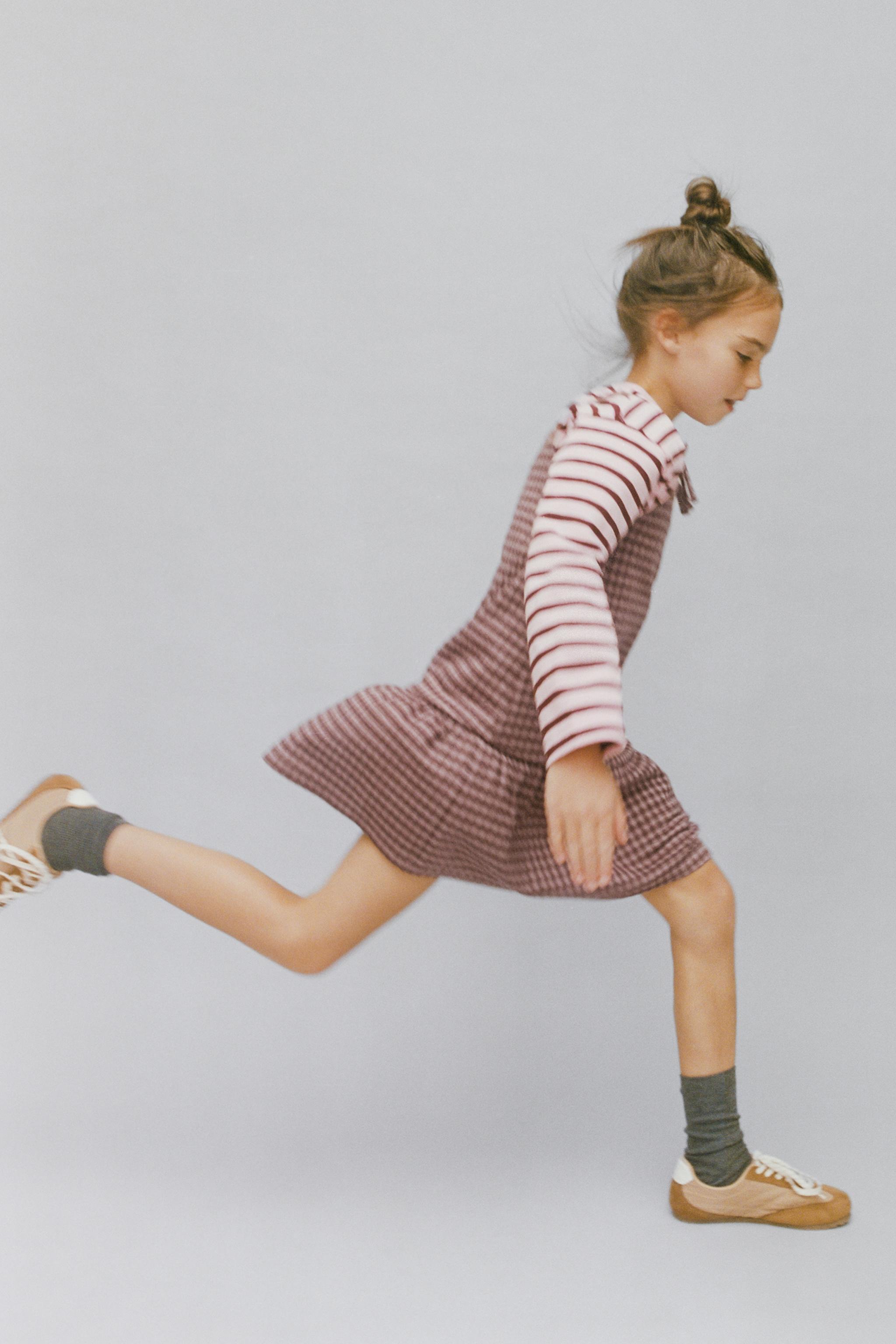 PLAID PINAFORE DRESS WITH BOWS